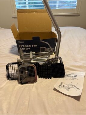 Silver French Fry Cutter with Interchangeable Blades - Silver brand new.